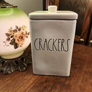 Rae Dunn White CRACKERS Canister